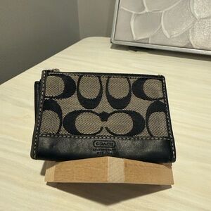Coach Signature Canvas Compact Wallet